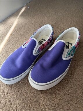 Vans Slip-On Sneakers in Purple with custom “water color” inspired trim